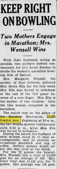 Rainbow Recreation - Oct 1931 Article Bowling Marathon (newer photo)